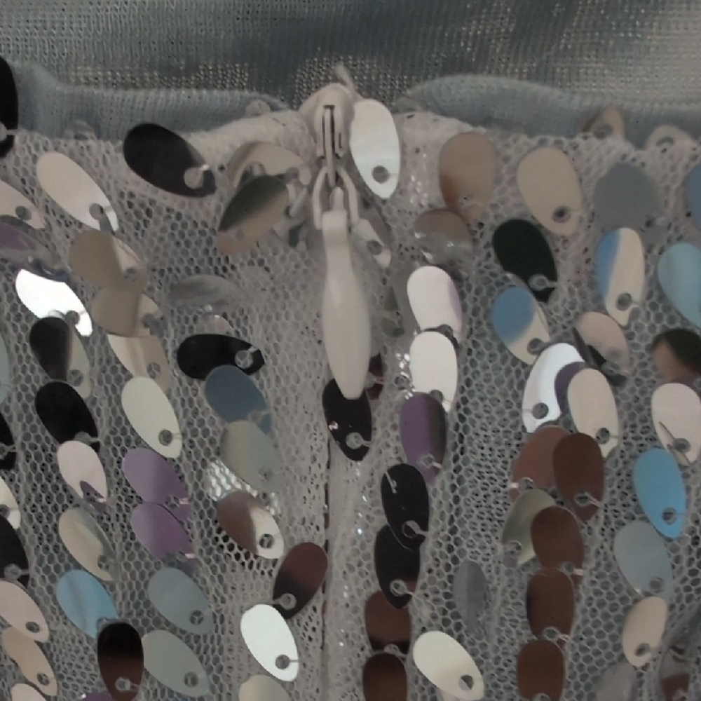 Silver Sequin Long Sleeve Dress - Picture 5 of 6